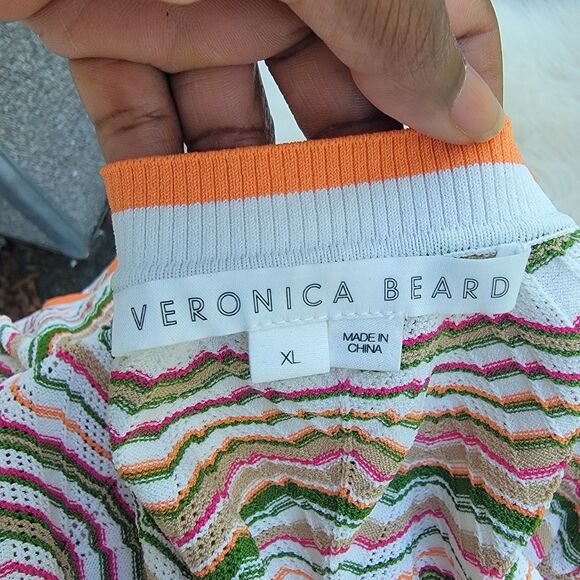 Veronica Beard knit button front cardigan  multi colored Shrt Slv Sz XL Preppy - Picture 4 of 4
